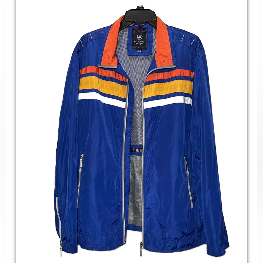 Beluomo Blue Classic Vogue Men’s Jacket. Lightweight Collard Zip Up. Sz XXL